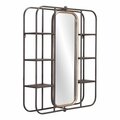 Homeroots 33.1 x 27.6 x 5.9 in. Industrial Gray Shelf with Gold Mirror 391667